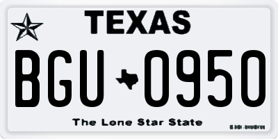 TX license plate BGU0950