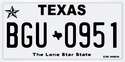 TX license plate BGU0951