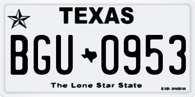 TX license plate BGU0953