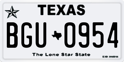 TX license plate BGU0954