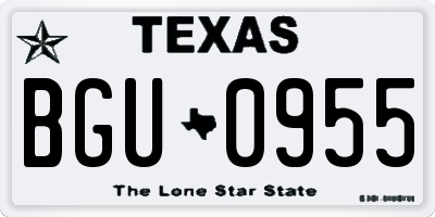 TX license plate BGU0955