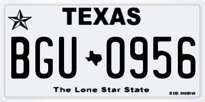 TX license plate BGU0956