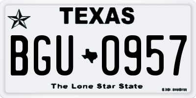 TX license plate BGU0957