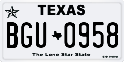 TX license plate BGU0958