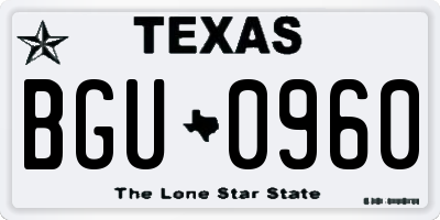 TX license plate BGU0960