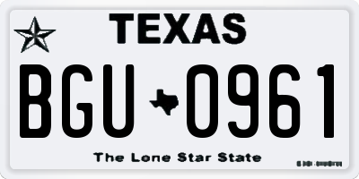 TX license plate BGU0961