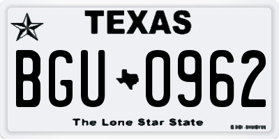 TX license plate BGU0962
