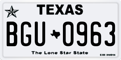 TX license plate BGU0963