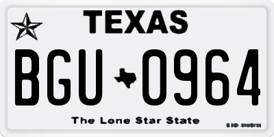 TX license plate BGU0964