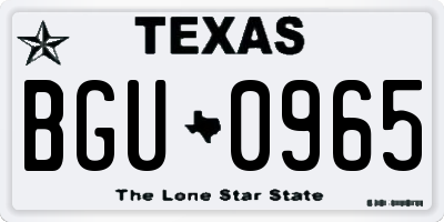 TX license plate BGU0965