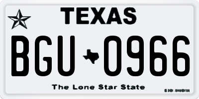 TX license plate BGU0966