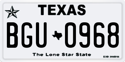 TX license plate BGU0968