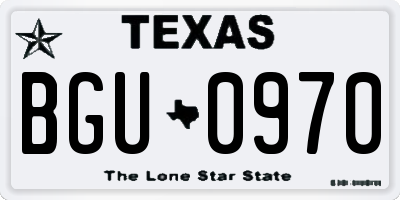 TX license plate BGU0970