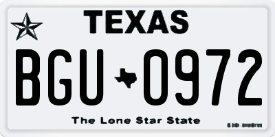 TX license plate BGU0972