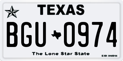TX license plate BGU0974