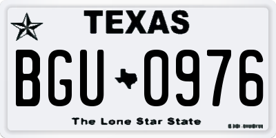 TX license plate BGU0976
