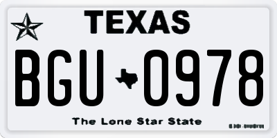 TX license plate BGU0978