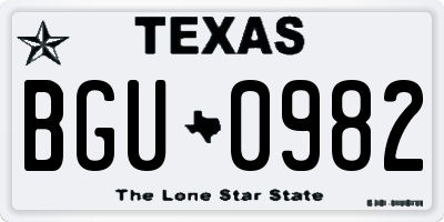 TX license plate BGU0982