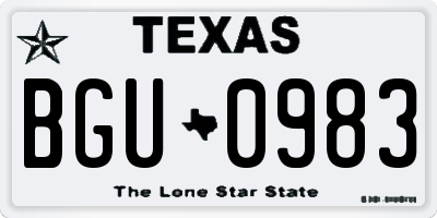 TX license plate BGU0983