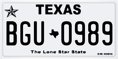 TX license plate BGU0989