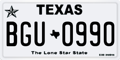 TX license plate BGU0990