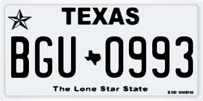 TX license plate BGU0993