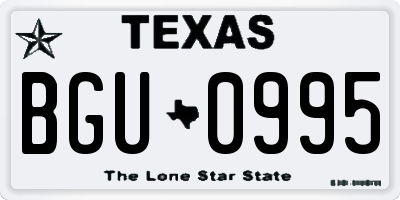 TX license plate BGU0995