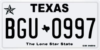 TX license plate BGU0997