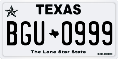 TX license plate BGU0999