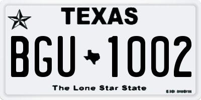 TX license plate BGU1002