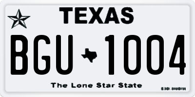 TX license plate BGU1004