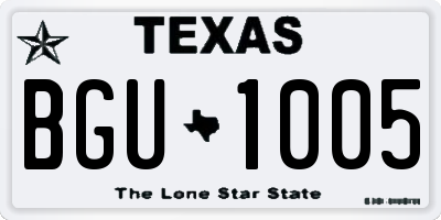 TX license plate BGU1005