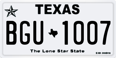TX license plate BGU1007