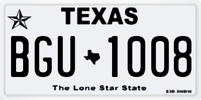 TX license plate BGU1008