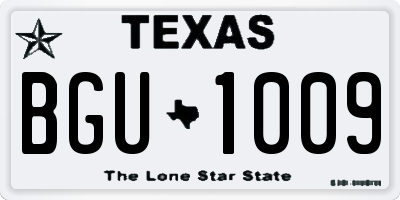 TX license plate BGU1009