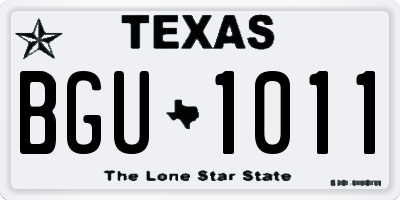 TX license plate BGU1011