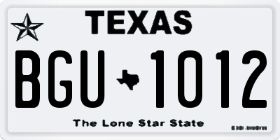 TX license plate BGU1012