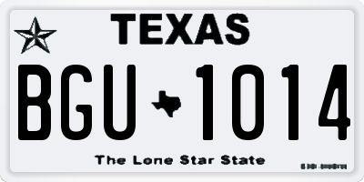 TX license plate BGU1014