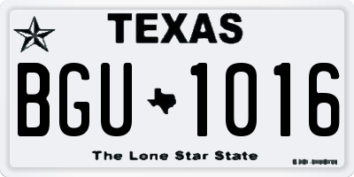 TX license plate BGU1016