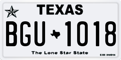 TX license plate BGU1018