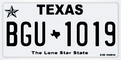 TX license plate BGU1019
