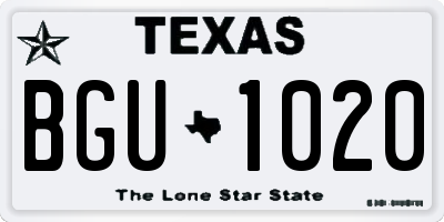 TX license plate BGU1020