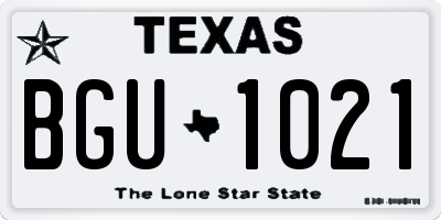 TX license plate BGU1021