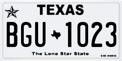 TX license plate BGU1023