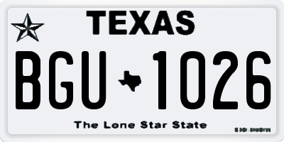 TX license plate BGU1026