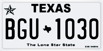 TX license plate BGU1030