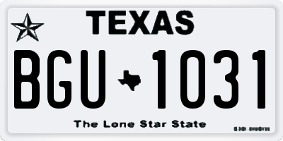 TX license plate BGU1031