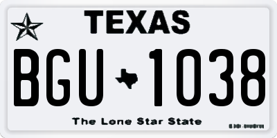 TX license plate BGU1038