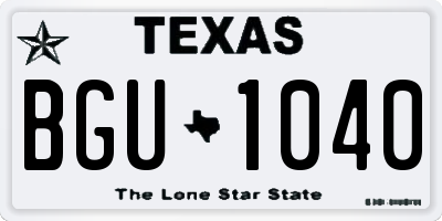 TX license plate BGU1040