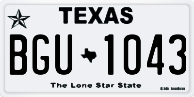 TX license plate BGU1043